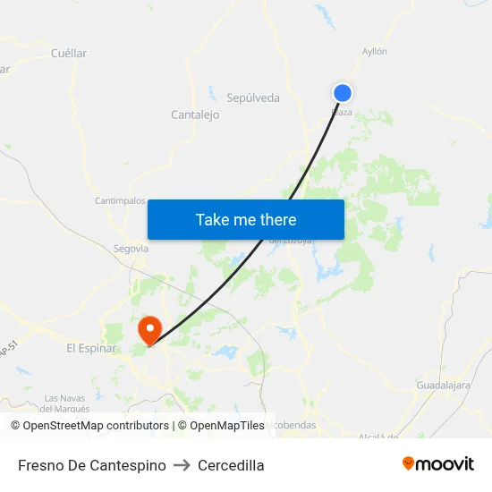Fresno De Cantespino to Cercedilla map