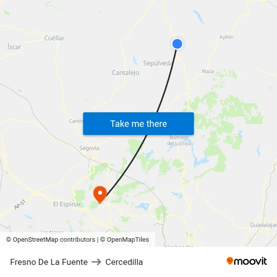Fresno De La Fuente to Cercedilla map