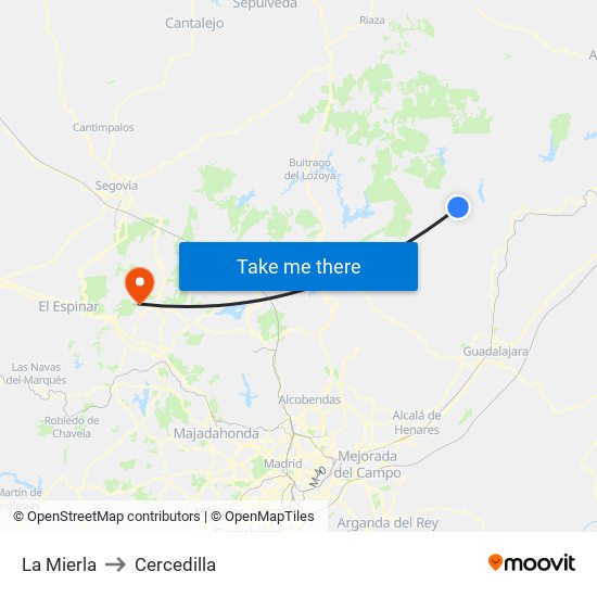 La Mierla to Cercedilla map