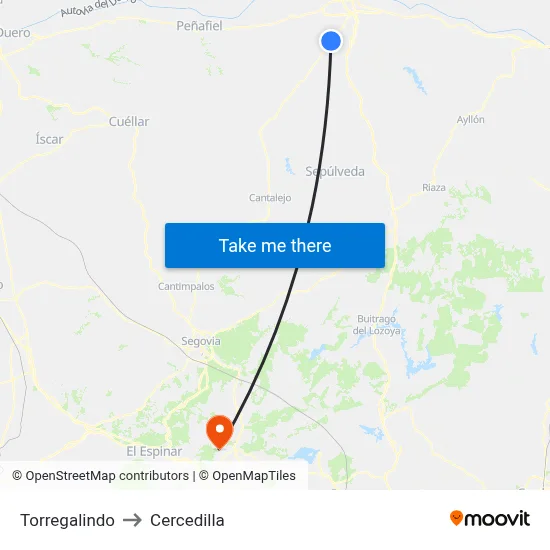 Torregalindo to Cercedilla map