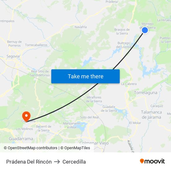 Prádena Del Rincón to Cercedilla map