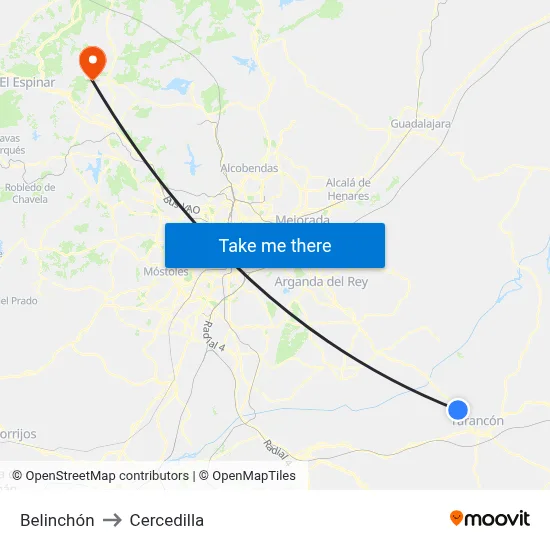 Belinchón to Cercedilla map