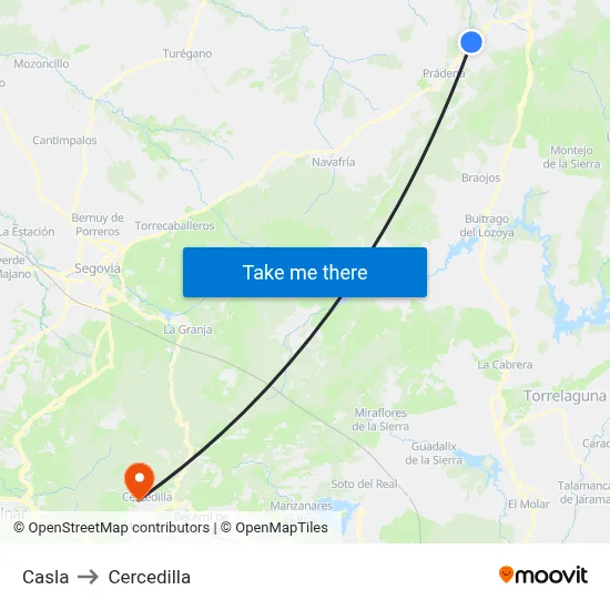 Casla to Cercedilla map