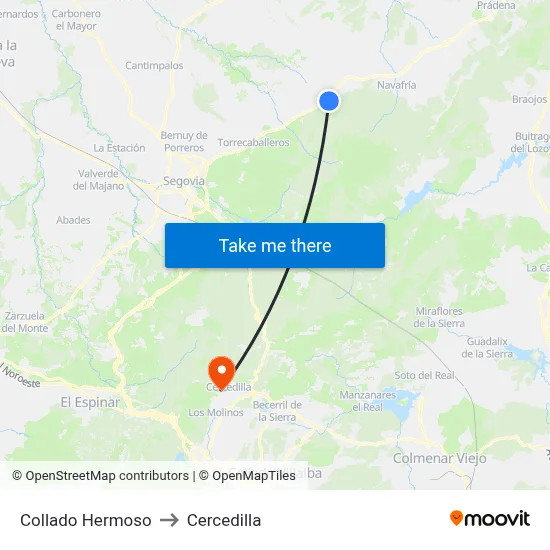 Collado Hermoso to Cercedilla map