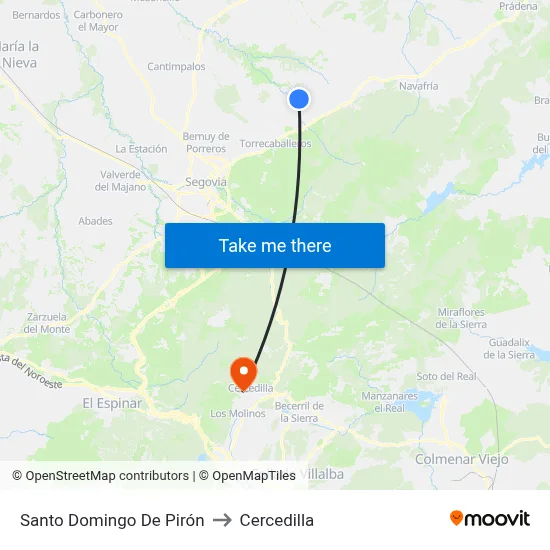 Santo Domingo De Pirón to Cercedilla map