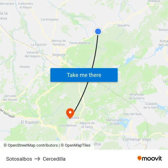 Sotosalbos to Cercedilla map