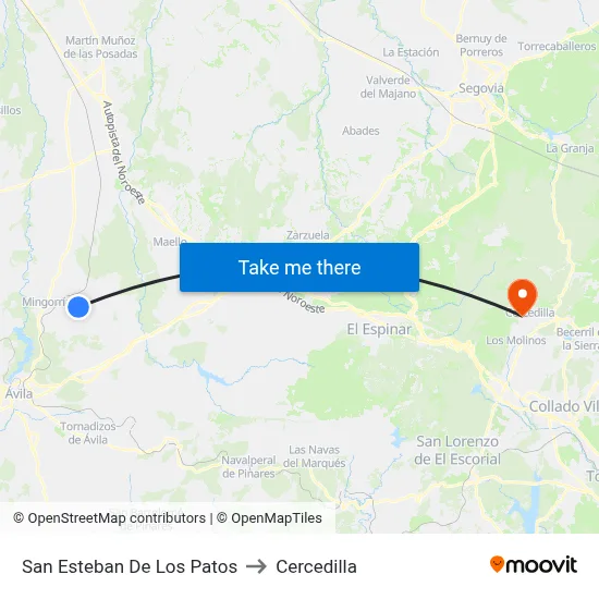 San Esteban De Los Patos to Cercedilla map