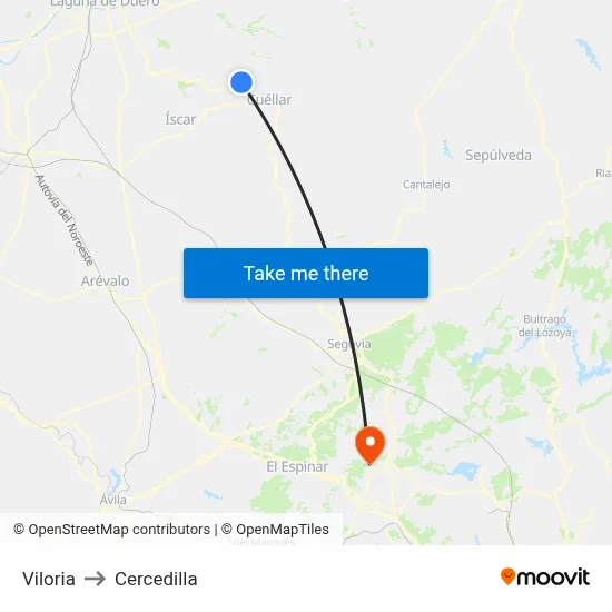 Viloria to Cercedilla map