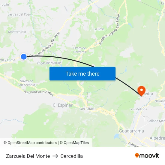 Zarzuela Del Monte to Cercedilla map