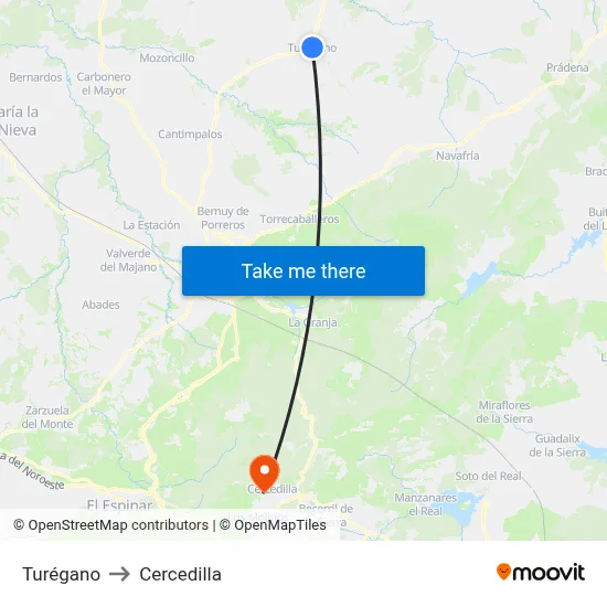 Turégano to Cercedilla map