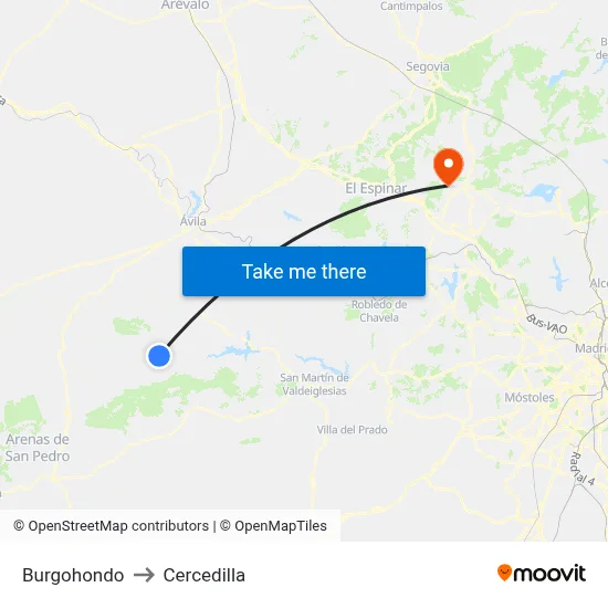 Burgohondo to Cercedilla map