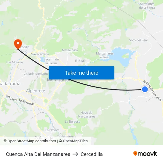 Cuenca Alta Del Manzanares to Cercedilla map