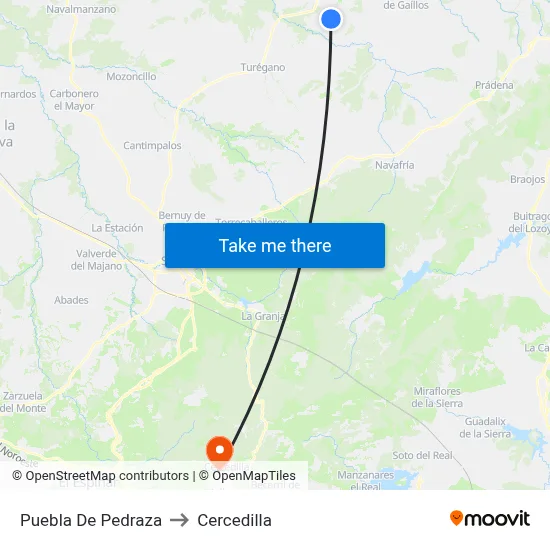 Puebla De Pedraza to Cercedilla map