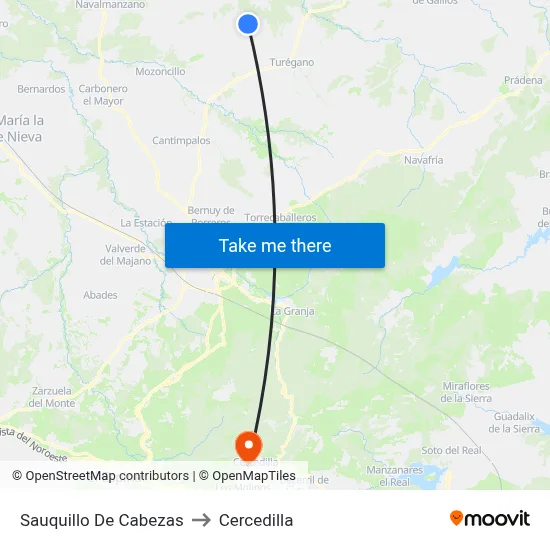 Sauquillo De Cabezas to Cercedilla map