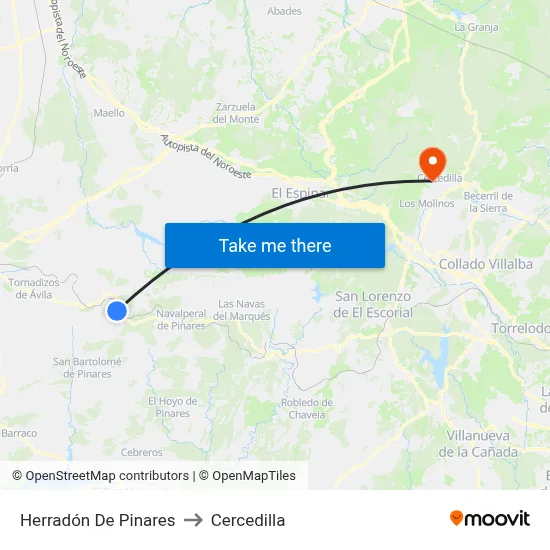 Herradón De Pinares to Cercedilla map