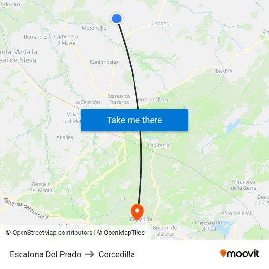 Escalona Del Prado to Cercedilla map