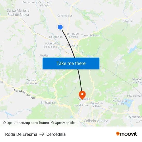 Roda De Eresma to Cercedilla map