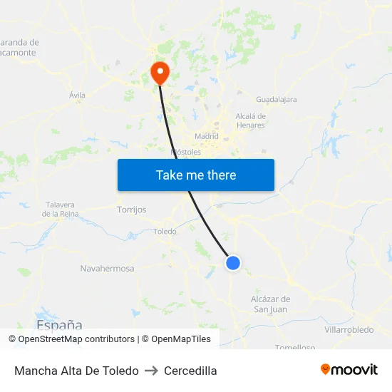 Mancha Alta De Toledo to Cercedilla map