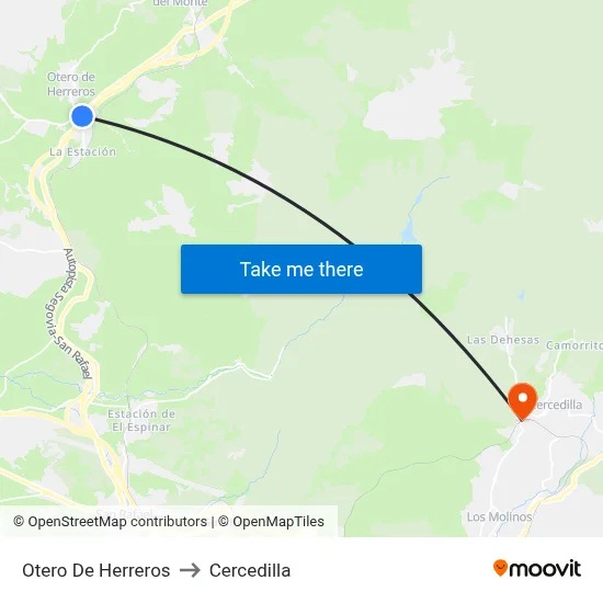 Otero De Herreros to Cercedilla map