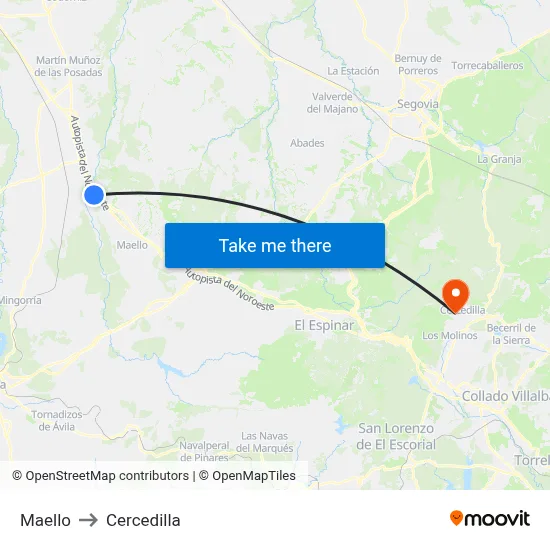 Maello to Cercedilla map