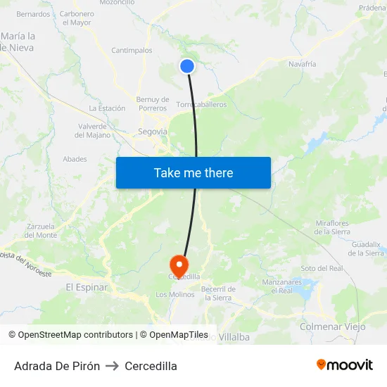Adrada De Pirón to Cercedilla map