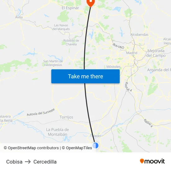Cobisa to Cercedilla map