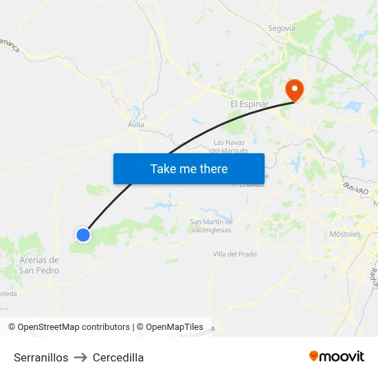 Serranillos to Cercedilla map