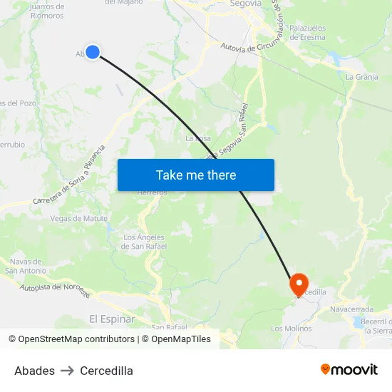 Abades to Cercedilla map