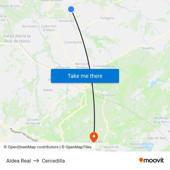 Aldea Real to Cercedilla map