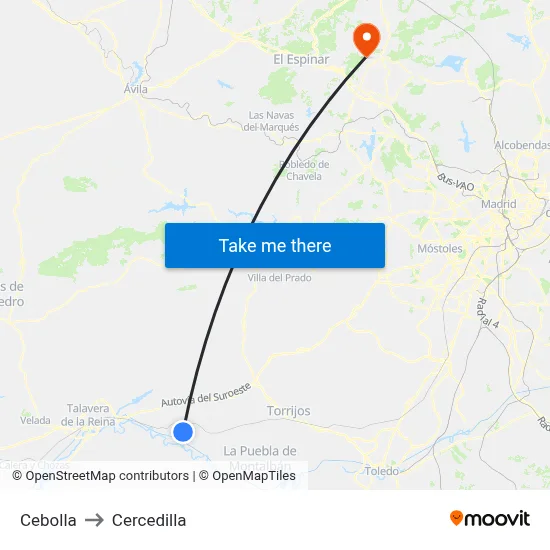 Cebolla to Cercedilla map