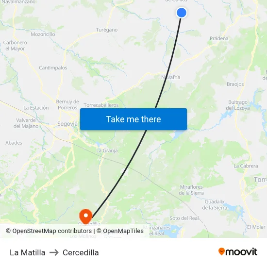 La Matilla to Cercedilla map