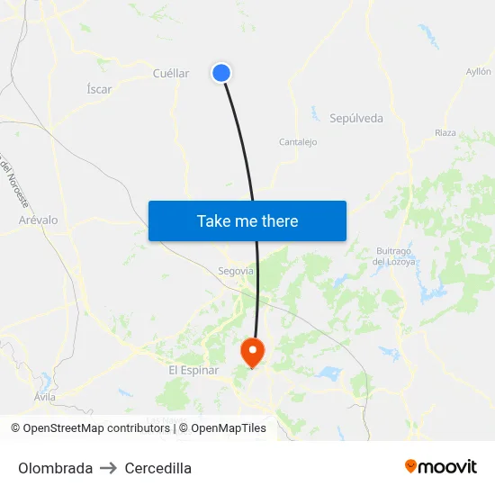 Olombrada to Cercedilla map