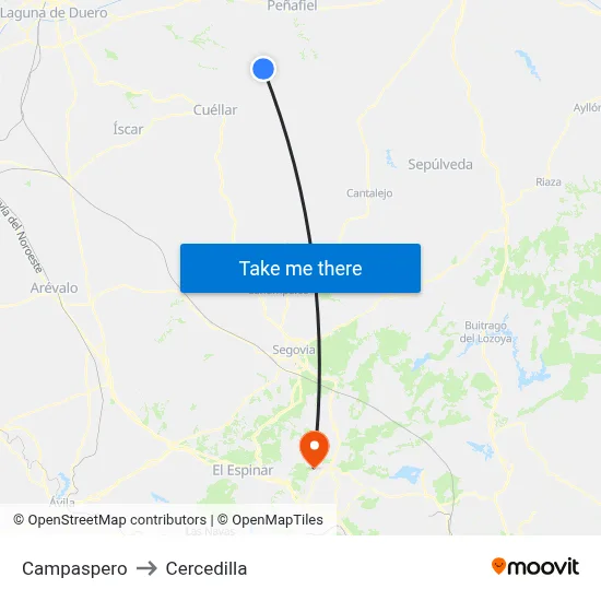 Campaspero to Cercedilla map