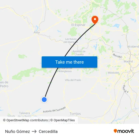 Nuño Gómez to Cercedilla map