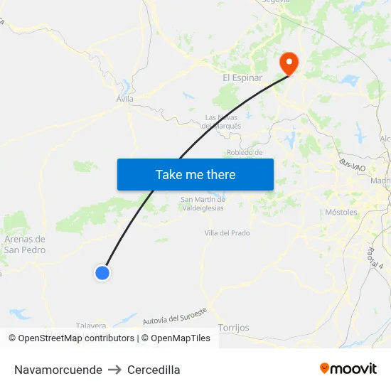 Navamorcuende to Cercedilla map