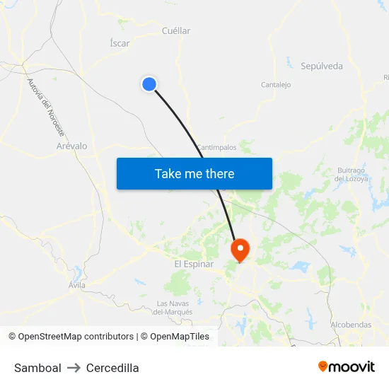 Samboal to Cercedilla map