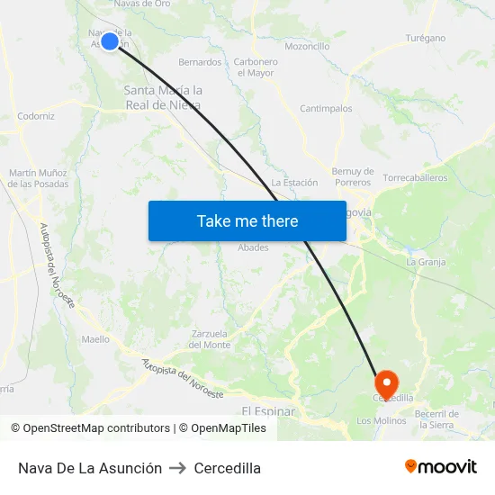 Nava De La Asunción to Cercedilla map