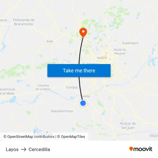 Layos to Cercedilla map