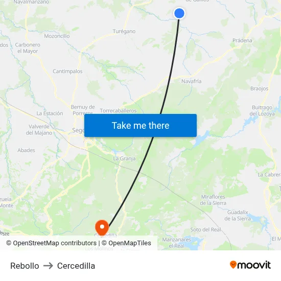 Rebollo to Cercedilla map
