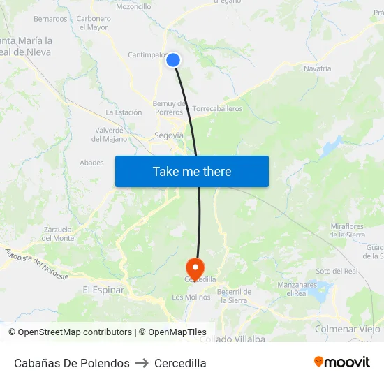 Cabañas De Polendos to Cercedilla map