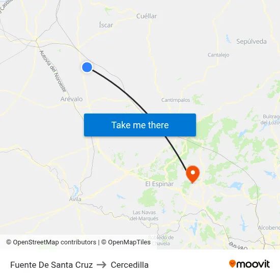 Fuente De Santa Cruz to Cercedilla map