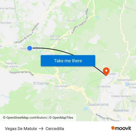 Vegas De Matute to Cercedilla map