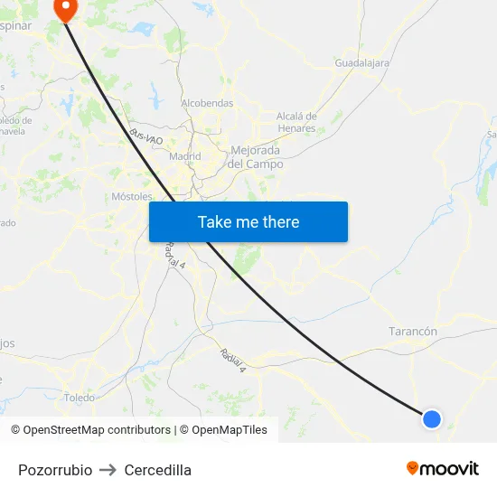 Pozorrubio to Cercedilla map