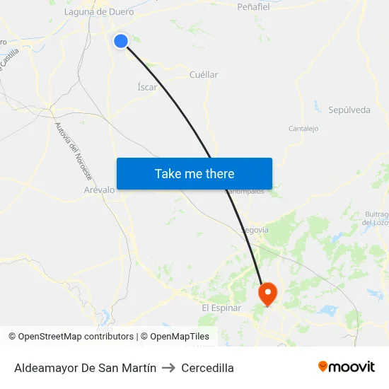 Aldeamayor De San Martín to Cercedilla map