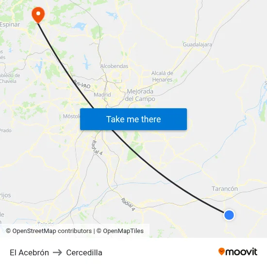 El Acebrón to Cercedilla map