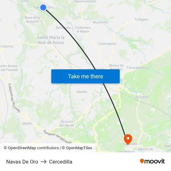 Navas De Oro to Cercedilla map