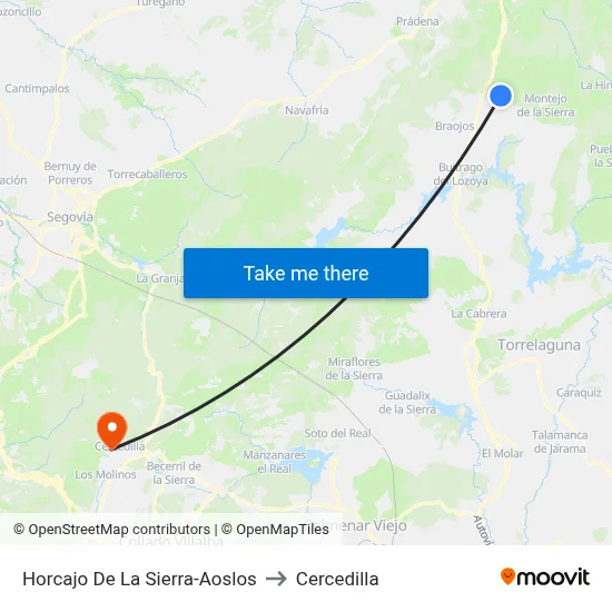 Horcajo De La Sierra-Aoslos to Cercedilla map