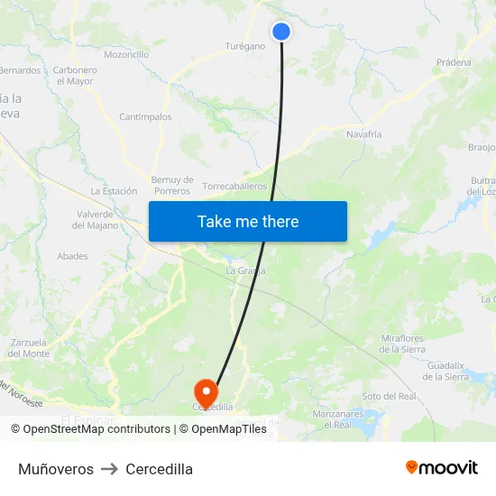 Muñoveros to Cercedilla map