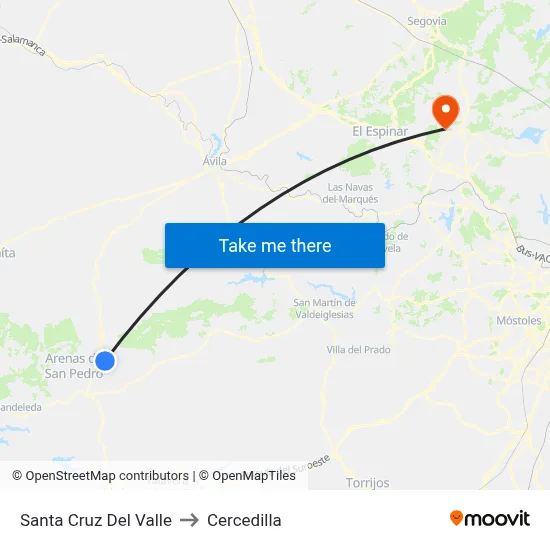 Santa Cruz Del Valle to Cercedilla map