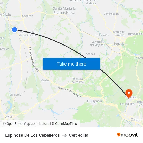 Espinosa De Los Caballeros to Cercedilla map